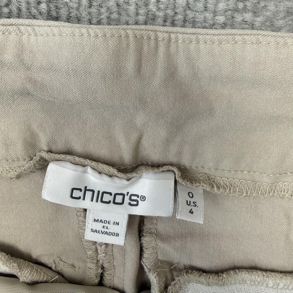Chico's Pants Womens 4 Beige Stretch Pull On Capri Straight Leg Twill Casual - Picture 5 of 12